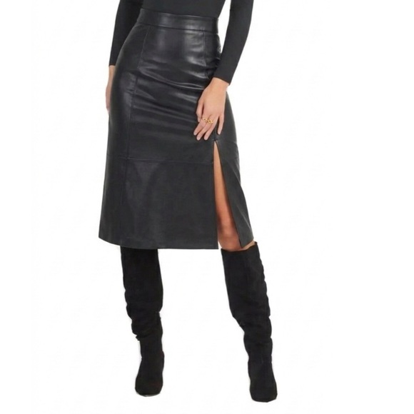 SPANX Dresses & Skirts - Spanx Leather-Like Midi Skirt in Noir